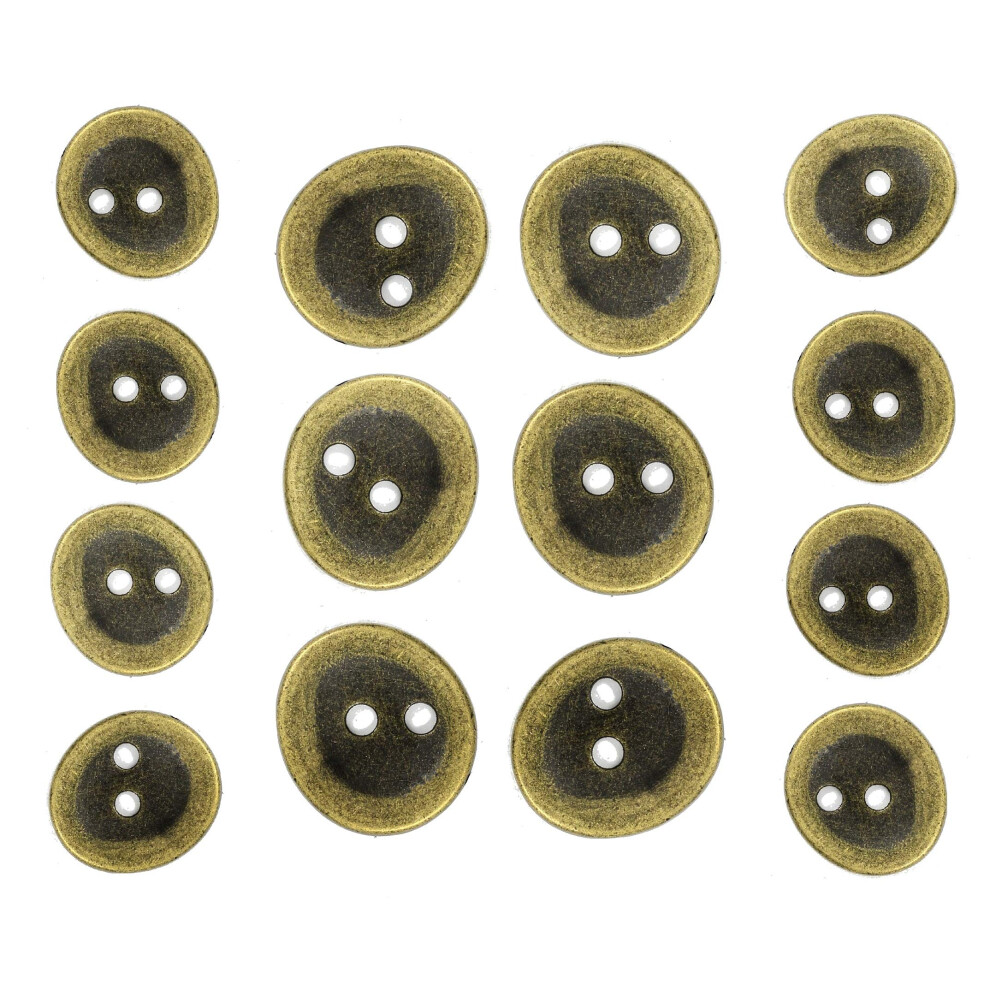 Ensemble de boutons de blazer en métal en laiton antique asymétriques de forme ovale de Bezelry. 6 pièces