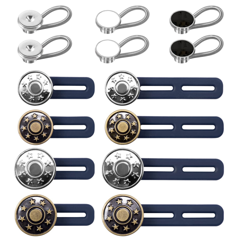 Rallonges de boutons de pantalon, rallonges de col de chemise : 8 pièces pour jeans, taille en silicone
