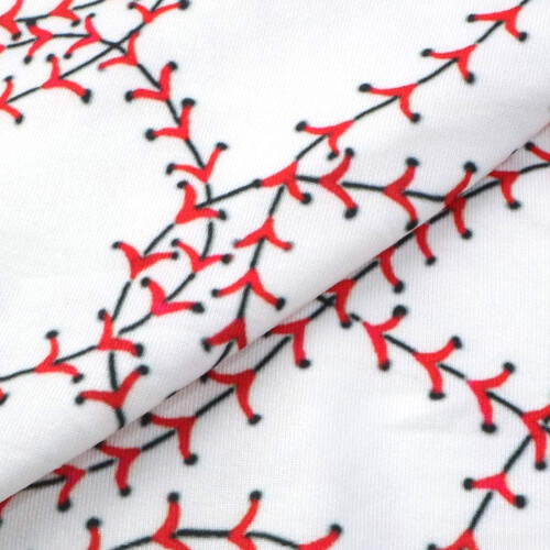 David Angie Baseball Printed Double Brushed Polyester Fabric Soft Smoo