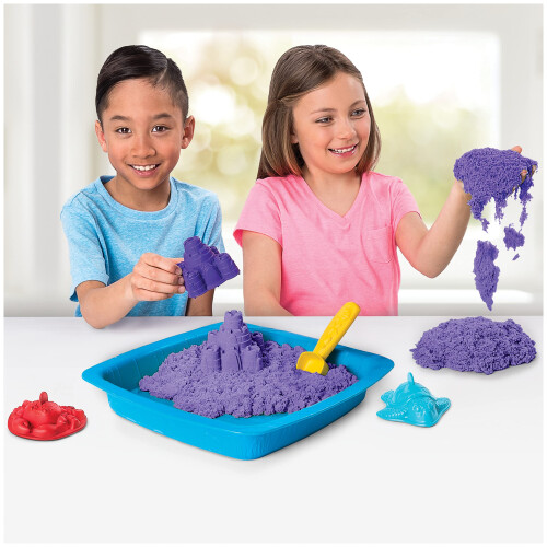 Κινητή Άμμος, Σετ Sandbox με 1lb Μωβ και 3 Μούτρες, για 3+ ετών 1