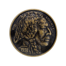 Bezelry 12 buca?i nasturi cu tija metalica n stil moneda cu cap indian. 21 mm (13/16 inchi) (alama antica)