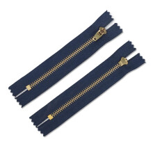 PZRT 2 Stck goldener Messinglegierungs-Jeans-Reiverschluss, 10,2 cm, geschlossene End-Reiverschlsse zum Nhen von Taschen (dunkelblau)