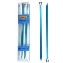 Ac de tricotat Weabetfu, aluminiu, metal, colorat, drept, cu un singur vrf, lungime de 10 inchi, pentru tricotat manual DIY, dimensiune US 10 (6