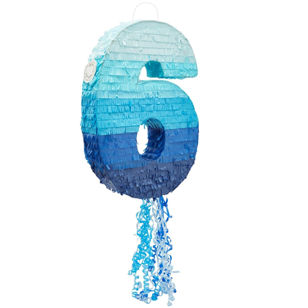 Pinata à ficelle numéro 6 pour décorations de fête d'anniversaire de 6 ans pour garçons O
