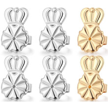 3 perechi de ridicatori de cercei 10 mm, hipoalergenici, pentru urechi cazute, ajustabili, pentru cercei grei (10 mm, 2 alb + 1 auriu)