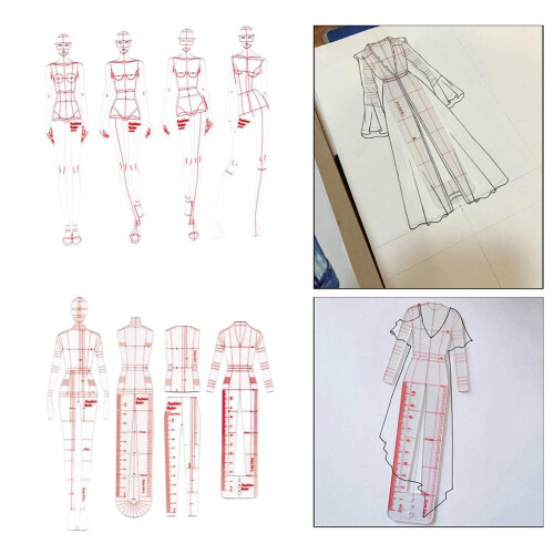 DYNWAVE 8 Pcs French Curve Template Ruler Set Sewing Humanoid Patterns 2