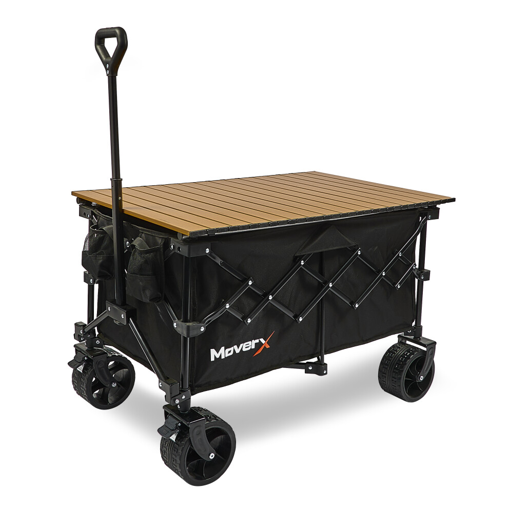 MoverX 200L/150kg Tabletop Trolley Folding Camping Wagon for Beach Outdoor Garden Picnic Shopping Fishing, Wide Wheels, Adjustable Handle