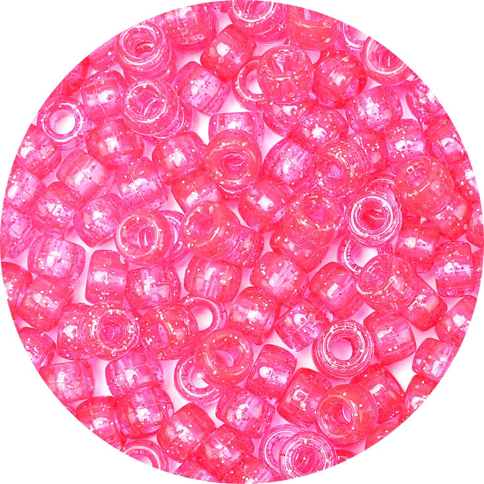 Iooleem Pony Beads1000stks Roze Glitter Pony Beads Kralen voor het Maken van Sieraden Pony Beads voor Ambachten Kralenbenodigdheden Kunst C