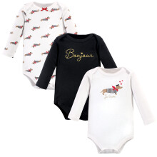 Hudson baby unisex baby bomuld langærmet bodysuits bonjour dachshund 0-3 måneder