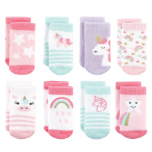 Hudson Baby Unisex Baby Cotton Botton Socks ?i Terry Patricys Multicolor Unicorn 6-12 luni