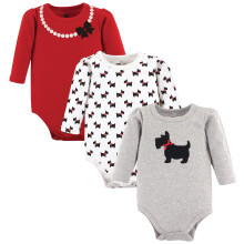 Hudson baby unisex baby bomuld langærmet bodysuits scottie hund 9-12 måneder