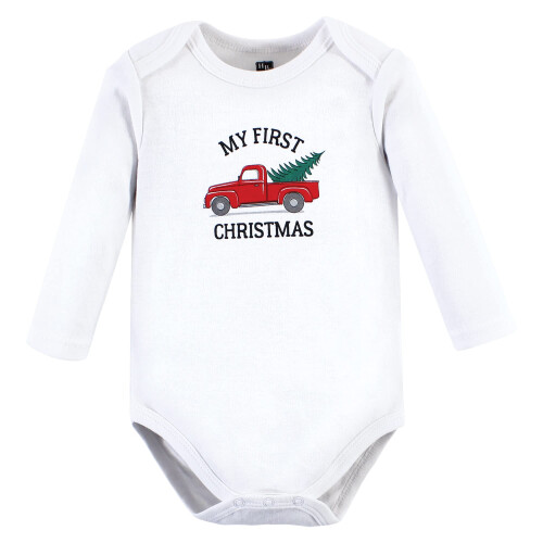 Hudson Baby Unisex Βρεφικά Κοντομάνικα Σαλοπέτες, Χριστουγεννιάτικο Δέντρο 3-Pack, 6-9 Μηνών 2