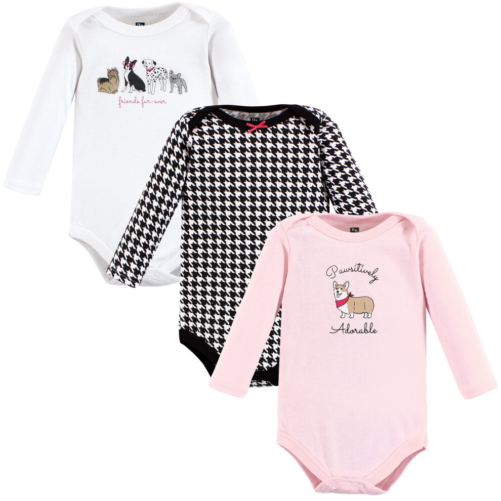 Hudson Baby Lot de 3 bodies unisexes à manches longues en coton pour bébé Motif chiens 3-6 mois
