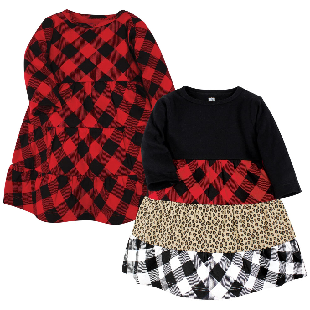 Robes en coton pour bébé et petite fille Hudson Baby Buffalo Plaid Leopard 12 ans