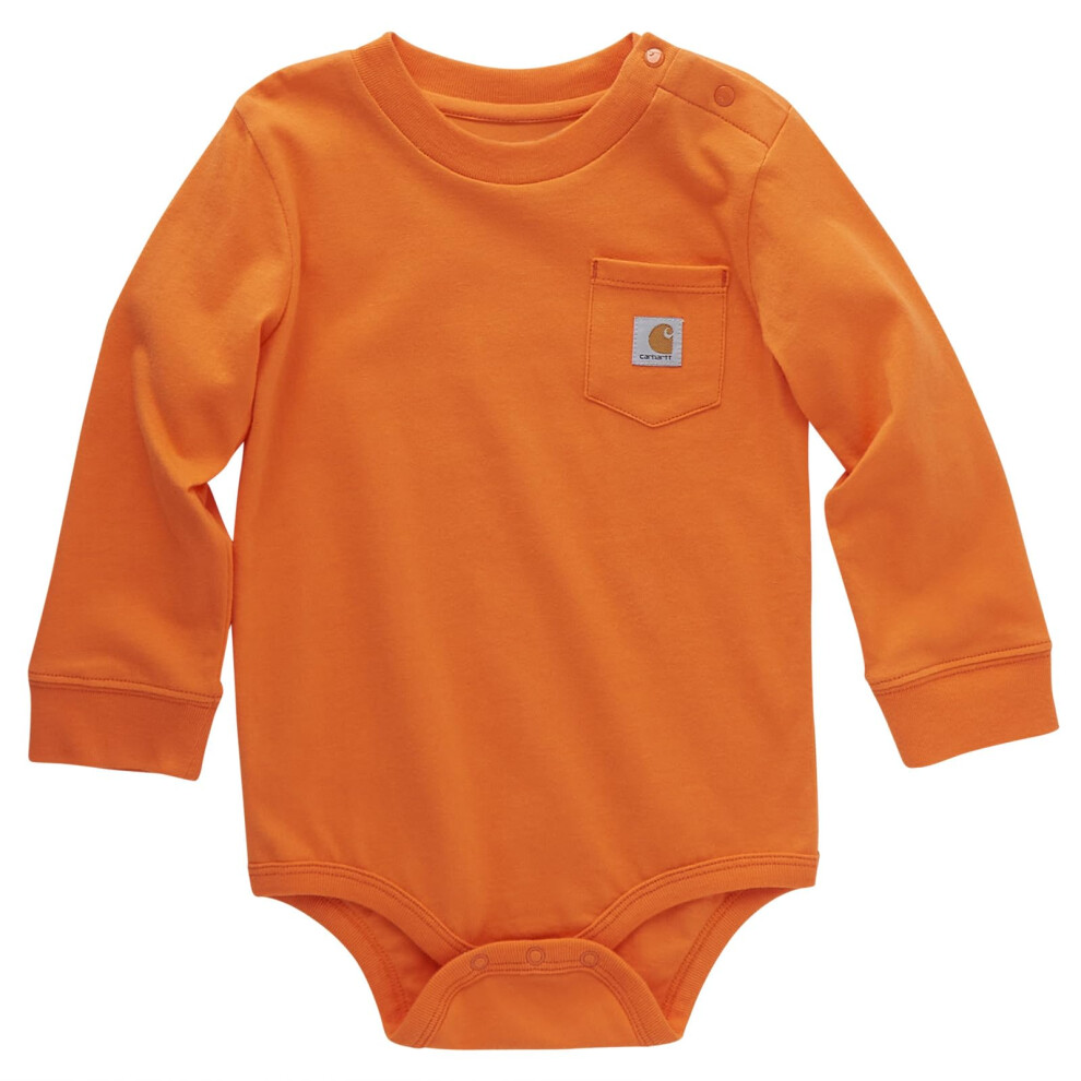 Carhartt Long-Sleeve Pocket Bodysuit, Exotic Orange, 18 Months