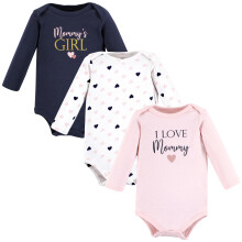 Hudson baby unisex baby bomuld lang?rmet bodysuits pige mommy pink marinebl? 3-6 m?neder