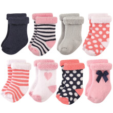 Calcetines unisex de algod n rico para reci n nacidos y de rizo Hudson Baby con forma de coraz n, de 12 a 24 meses