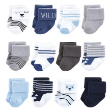 Hudson Baby Unisex Baby Cotton Rich Newborn e Terry Socks Bear Boy 0-6 mesi