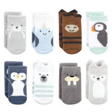 Hudson Baby Calzini unisex per neonati e bambini in cotone e spugna, animali artici, 0-6 mesi