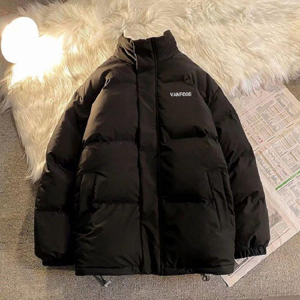 (black, S) Women&apos;s Men&apos;s Winter Clothes Plus Velvet Down Coat Windproof Jacket Parkas Jacket Coat Teenager Stand Collar Windbreaker Overcoats Man