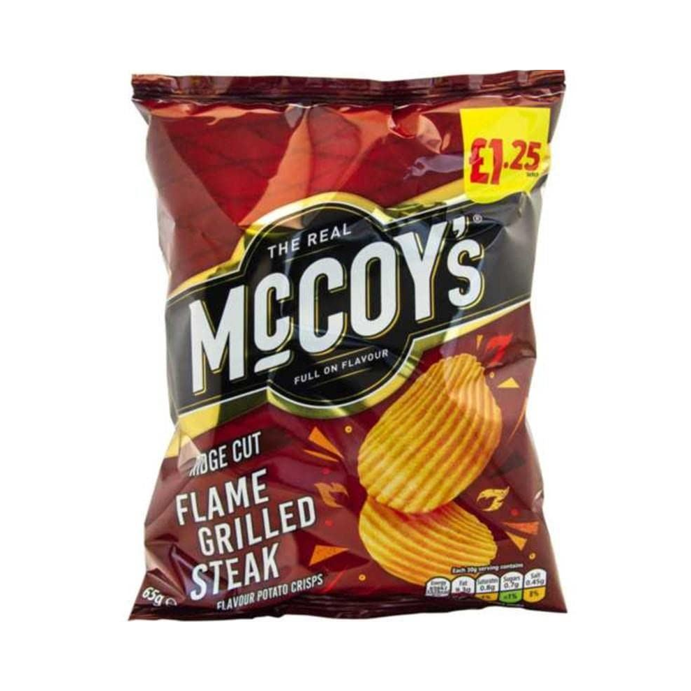Mccoy's Flame Grilled Steak Ridge Cut Crisps 65G - Box Of 20 (Price Marked)