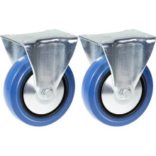 125mm 5" rodízio azul borracha fixa forte 400kg capacidade, conjunto de 2