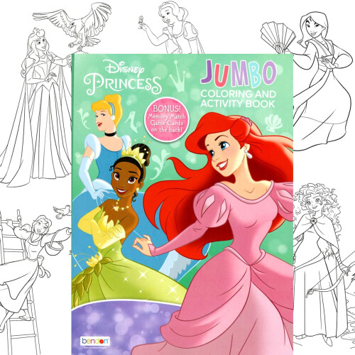Disney Princess Βιβλίο Χρωματισμού και Δραστηριοτήτων με Imagine Ink και Αυτοκόλλητα 1