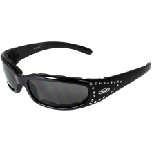 Global Vision Eyewear Marilyn 3 Damen-Motorrad-Sonnenbrille mit EVA-Schaumpolsterung Bling (schwarzer Rahmen, getnte Linse)