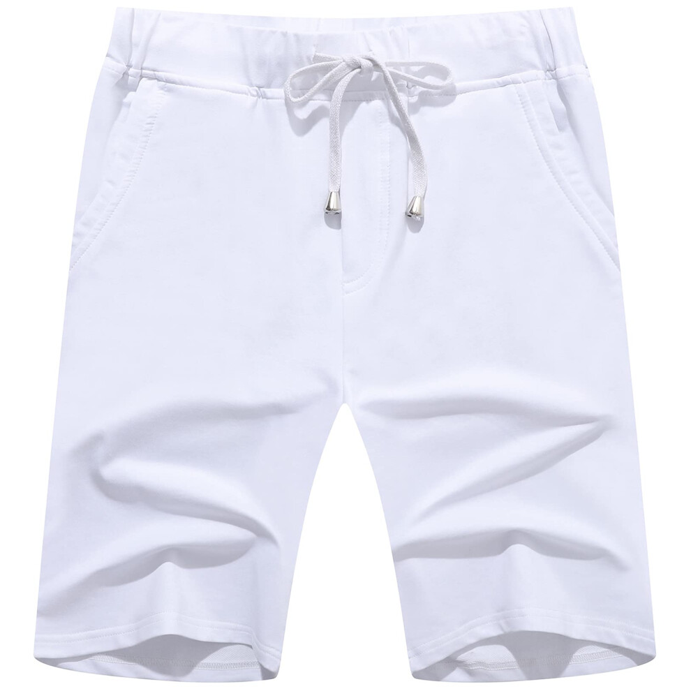 Janmid Short de jogging élastique décontracté en coton doux pour homme avec poche active