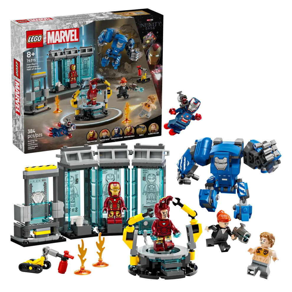 LEGO Marvel Iron Man's Laboratory: Hall of Armour 76315 | Toys for 8+ Year Old Boys, Superhero Mech Figure, 5 Minifigures, Drum-E Robot, Avengers Gift Idea, 384 Pieces - Image 9
