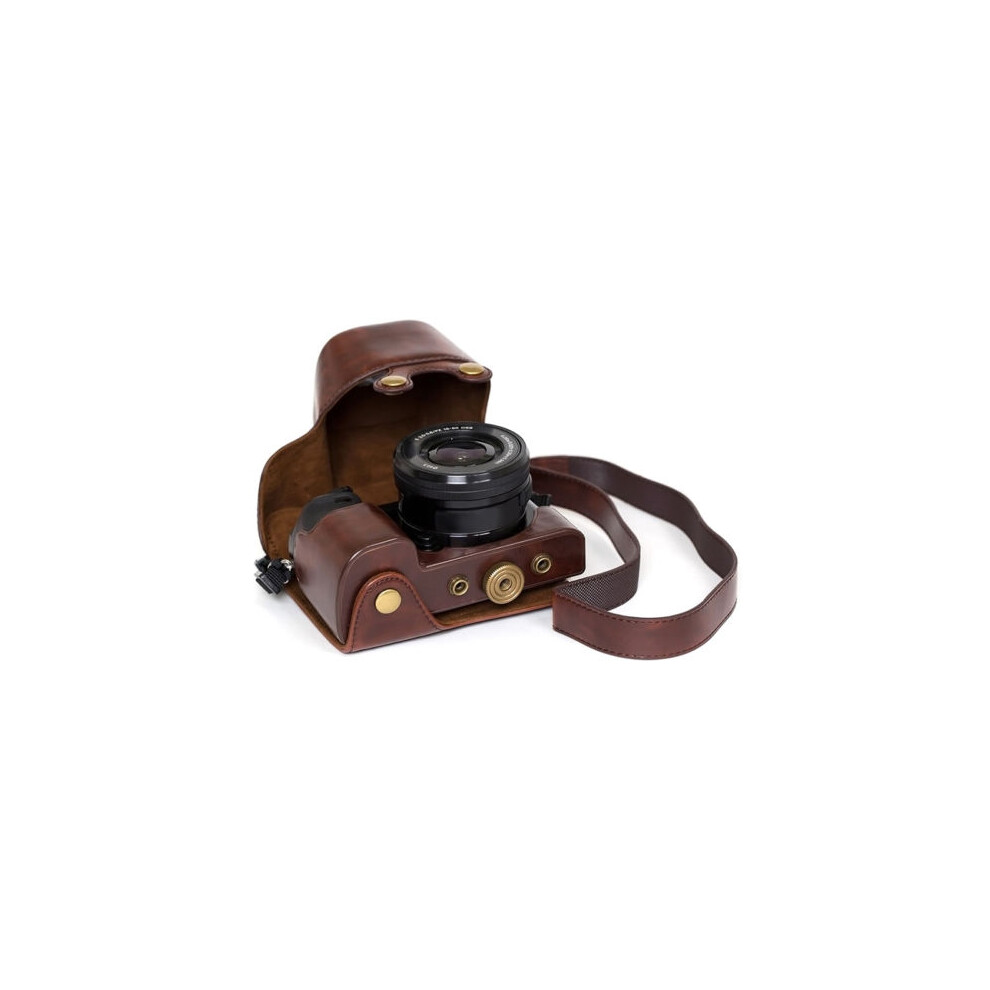 (Coffee) Protection Étui De En Cuir Housse Sac Boite Case Pour Sony A6000 A6300 1650mm