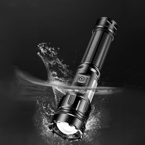 800LM Military Tactical LED Torch with XHP50 + COB, USB-C Rechargeable, Adjustable Focus, IPX4, Emergency Phone Charger