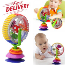 Rainbow Ferris Wheel Rattle with Suction Cup - Multicolor Infant Toy for High Chair, Develops Motor Skills & Hand-Eye Coordination, Portable 19x12 cm