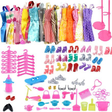 85Pcs For Barbie Doll Dresses Shoes Jewellery Clothes Set Accessories Girl Gift