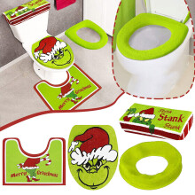 Christmas Bathroom Grinchs Decoration Xmas Decor Toilet Seat Cover Sets