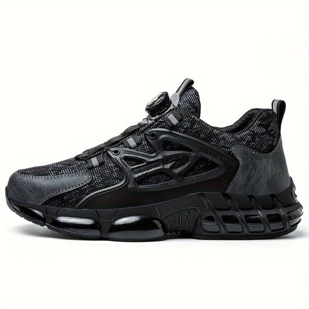(black, 39) Men&apos;s Steel Toe & Puncture Proof Breathable Work Boots, Comfy Non Slip Lace Up Durable Safety Shoes For Men&apos;s Outdoor Activities