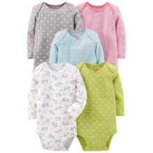 Enkle glæder ved Carters baby 5-pakning langærmet bodysuit grå/lyserød/lime/blå 24 måneder