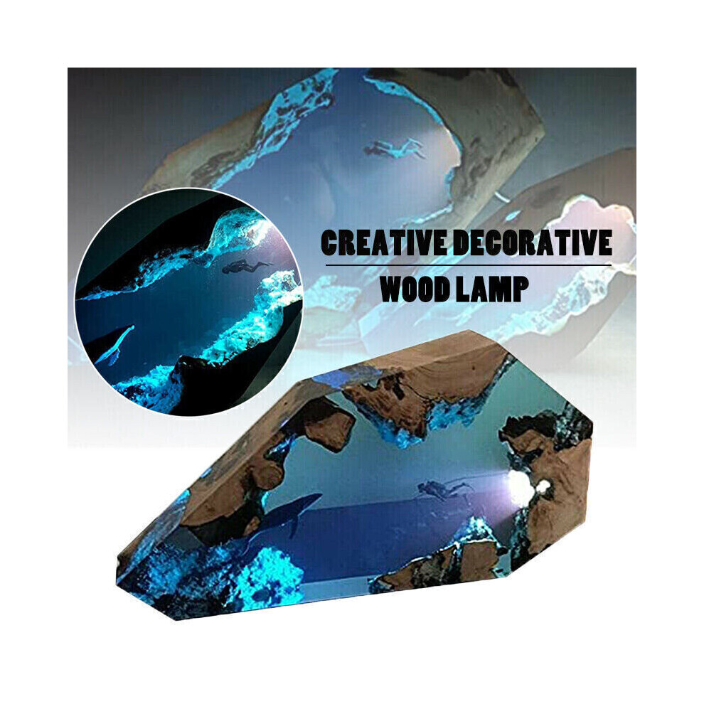 Blue Diver and Humpback Whale Epoxy Table Lamp Night Light Halloween