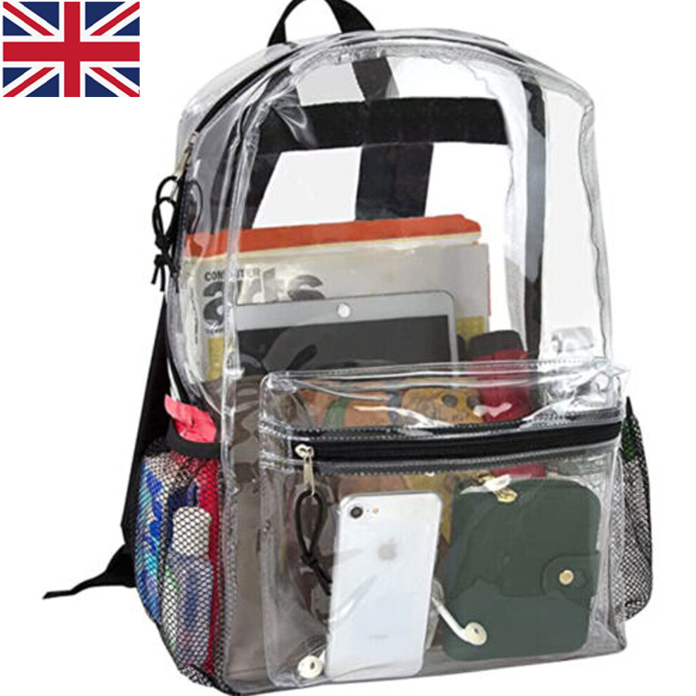 Transparent Bags Clear PVC Backpack Travel School Bag Rucksack Security