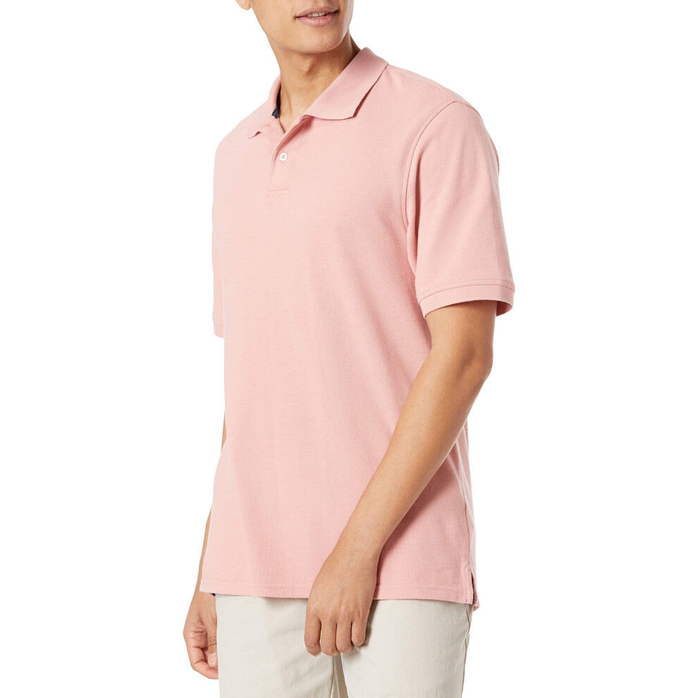Amazon Essentials Mens Regular-Fit cotton Pique Polo Shirt (Available in Big & Tall)  Pink  Small