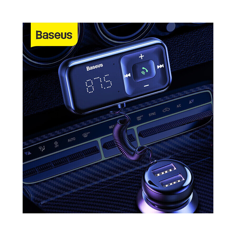 Baseus Bluetooth 5.0 Wireless Car Fm Transmitter MP3 Player Aux Sd Usb LadegeräT-image