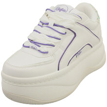 (6.5) Buffalo Orcus Luxe Vegan Womens Platform Boots in White Purple
