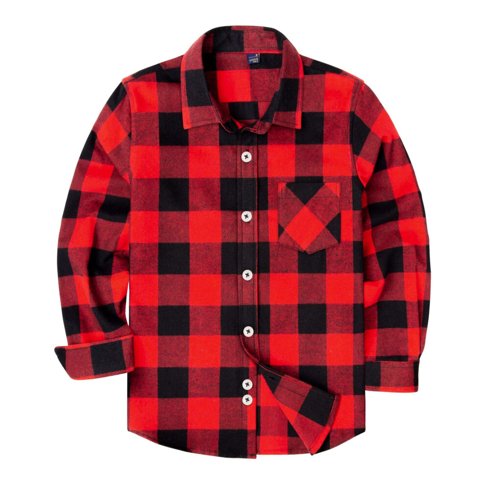 Chemise en flanelle à carreaux pour garçons siliteelon à manches longues, chemise boutonnée décontractée