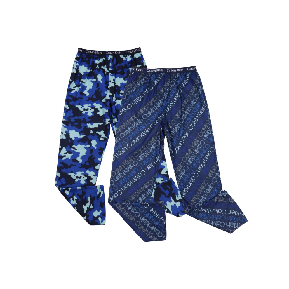 Calvin Klein Boys' Little Sleepwear Super Soft Brushed Micro Pajama Pant 2 Pack Ck Camo Small