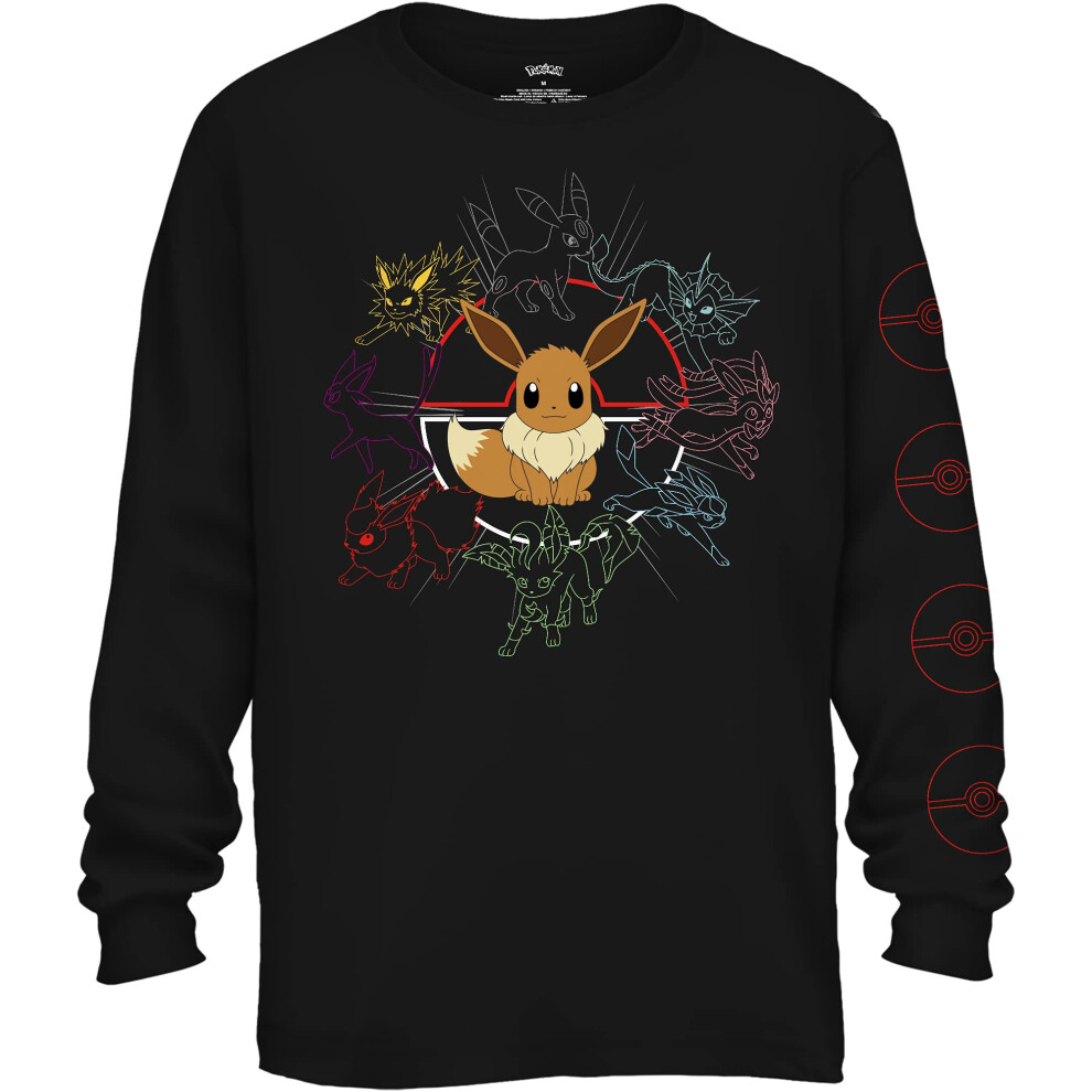Pokemon Mono Eeveeloutions Eevee T-Shirt(Long Sleeve Black Large)
