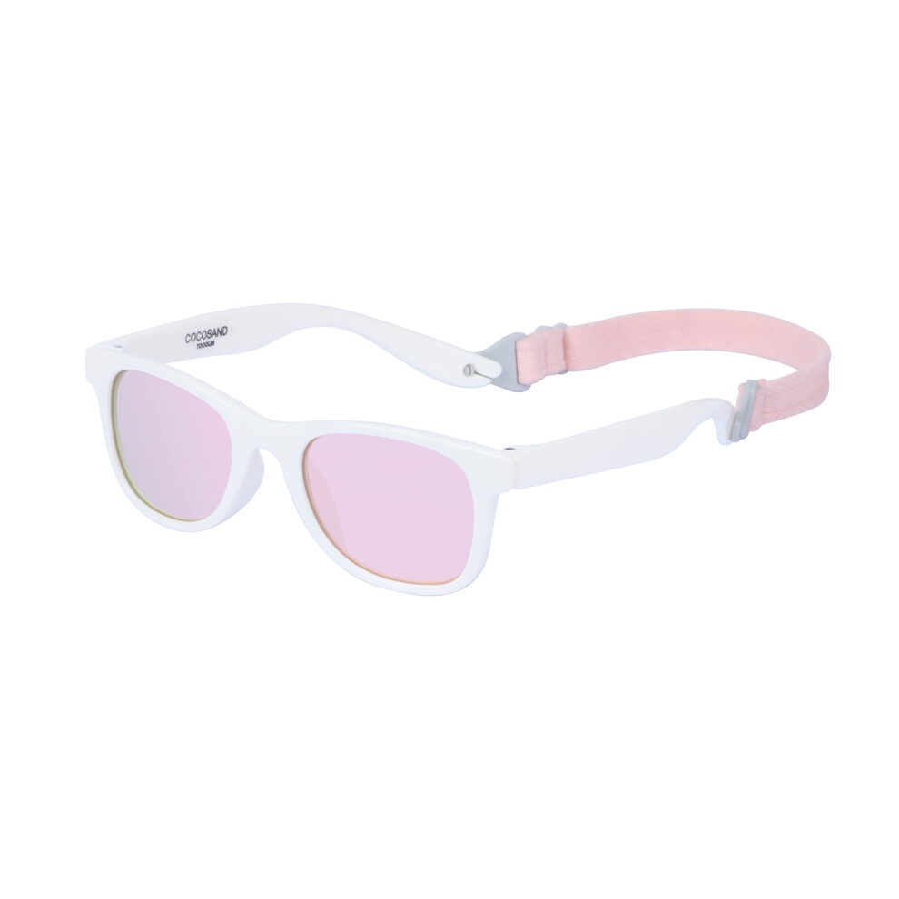 COCOSAND Toddler Sunglasses with Strap Flexible TPE Square Frame UV400