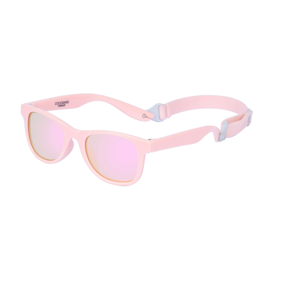 COCOSAND Toddler Sunglasses with Strap Flexible TPE Square Frame UV400
