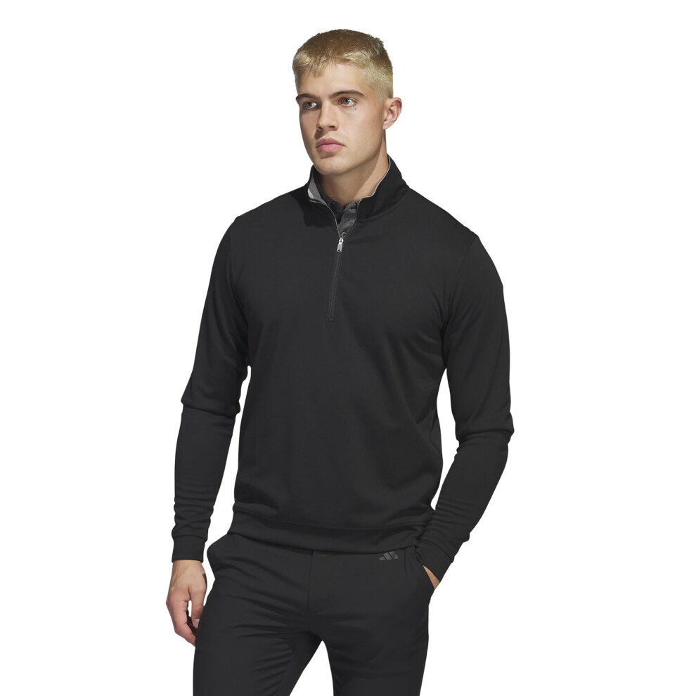 adidas Mens Elevated Quarter Zip Pullover  Black  Medium
