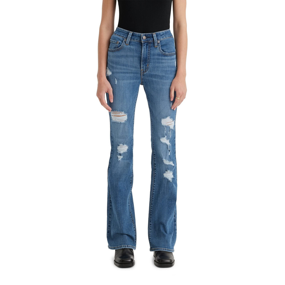 Levi's Women's 726 High Rise Flare Jeans Also Available in Plus  Medium Indigo Destructed  27 Short