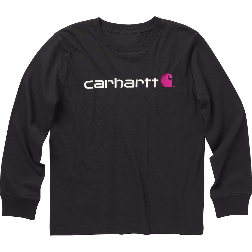 Carhartt Girls' Knit Long Sleeve Henleyneck T-Shirt  Caviar Black  Sma